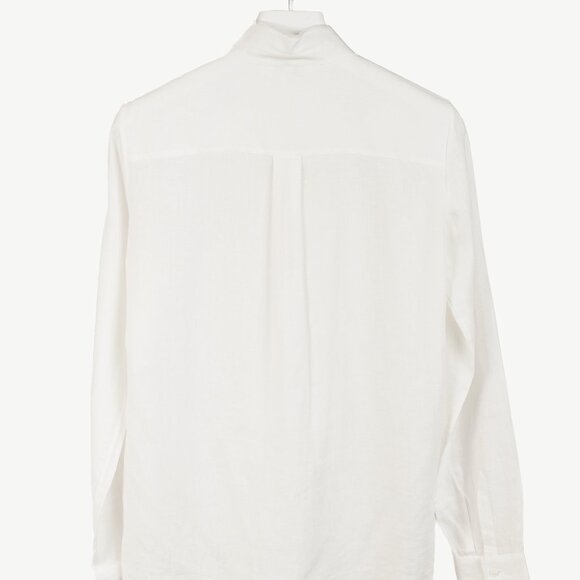 Loro Piana White Linen Fringe-Trim Long-Sleeve Buttoned Shirt - Picture 2 of 10